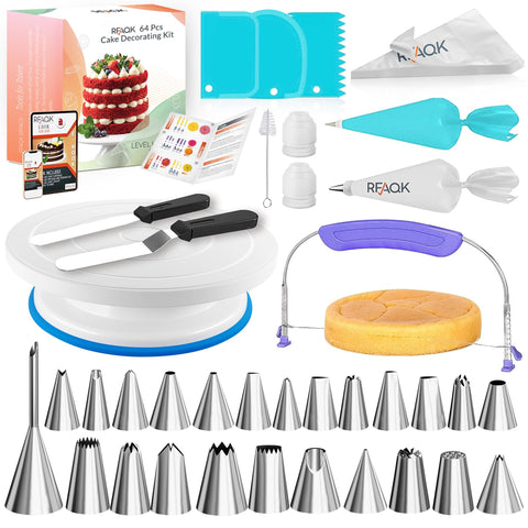 Kit RFAQK de decoración de tortas con base giratoria para decoraciones precisas.