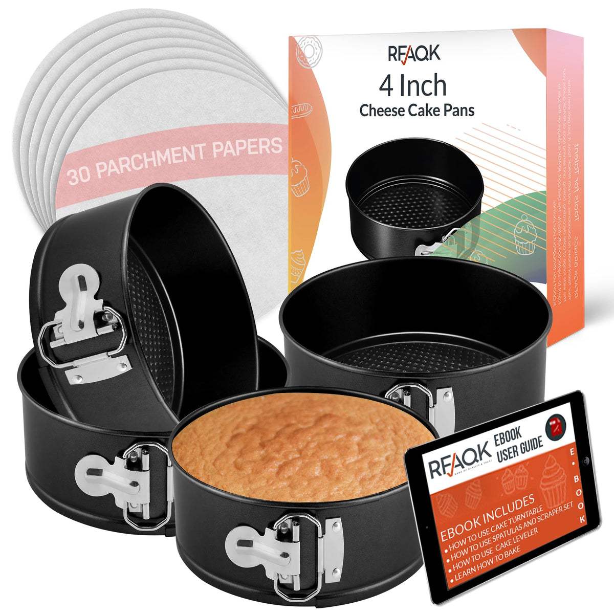 RFAQK moldes mini tartas 4 pulgadas, lista para porciones pequeñas en la cocina