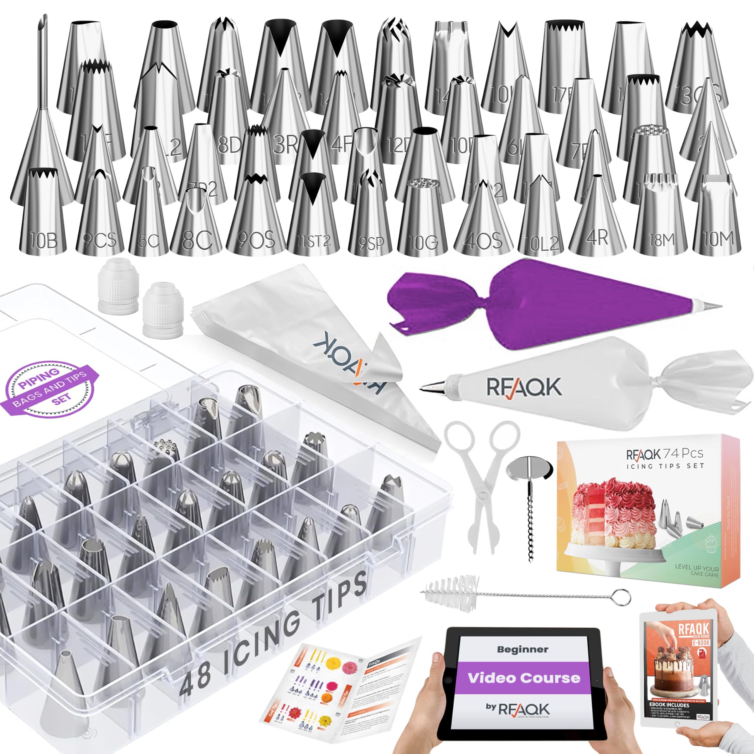 RFAQK set de boquillas 74 piezas para decorar pasteles con precisión