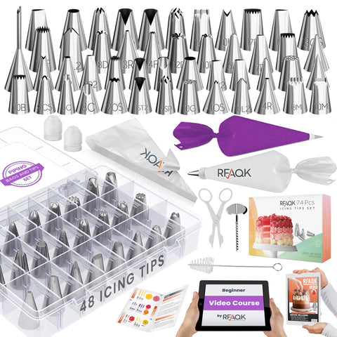 RFAQK set de boquillas 74 piezas para decorar pasteles con precisión