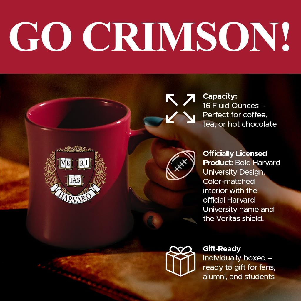 RFSJ Harvard Crimson, taza cerámica con diseño contorneado para agarre cómodo