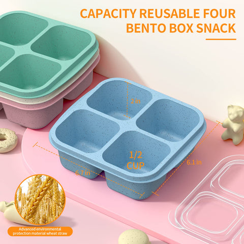 RGNEIN Bento rosa con 4 compartimentos para almuerzos coloridos.