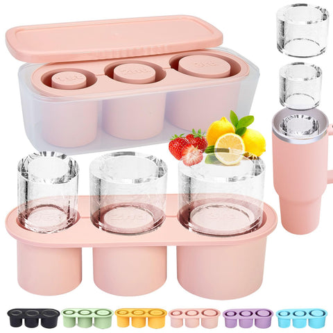 Bandeja de hielo Rhewatin para tumbler 40 onzas con bin y tapa, evita derrames.