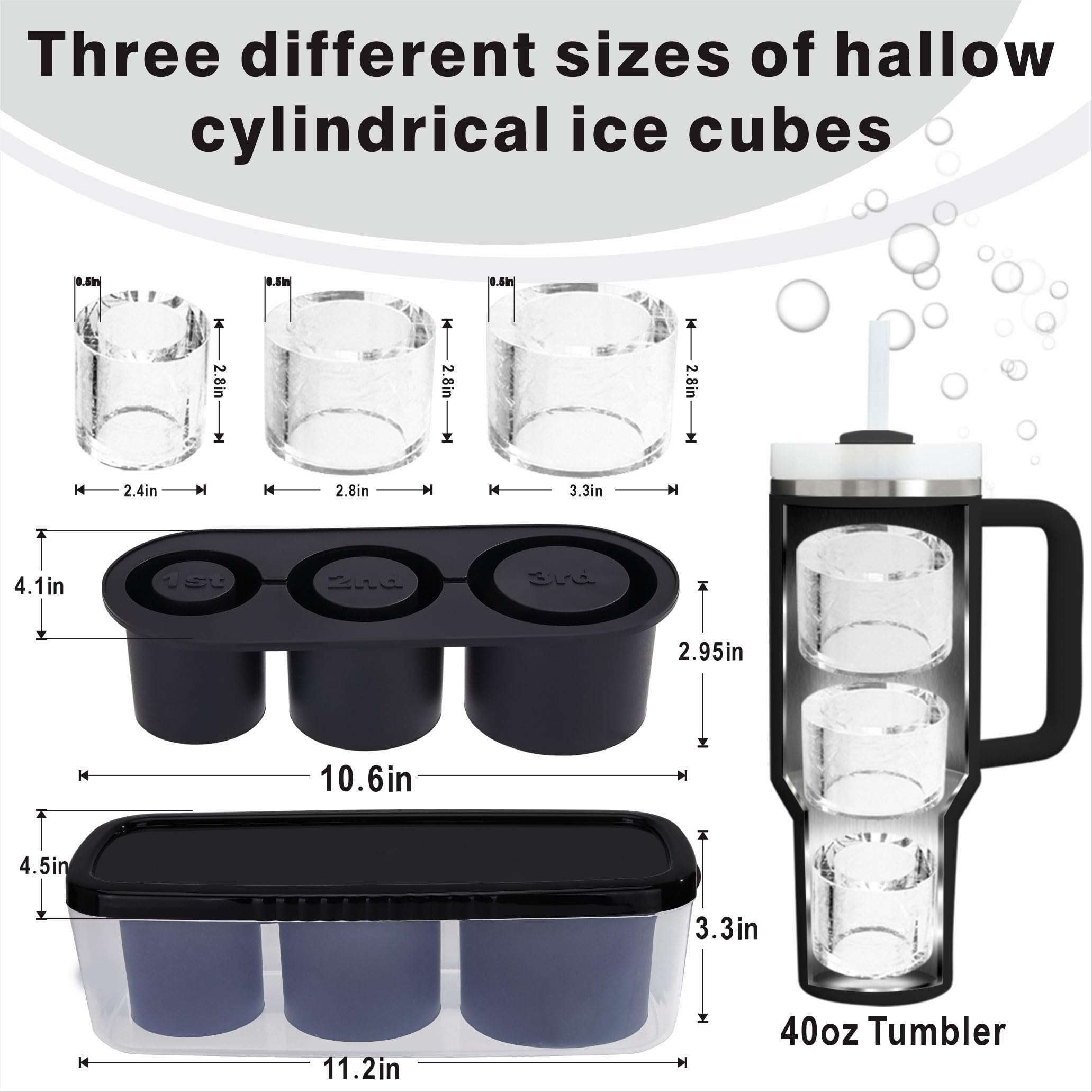 Rhewatin bandeja hielo para tumbler Yeti 30–40 onzas con tapa evita derrames.