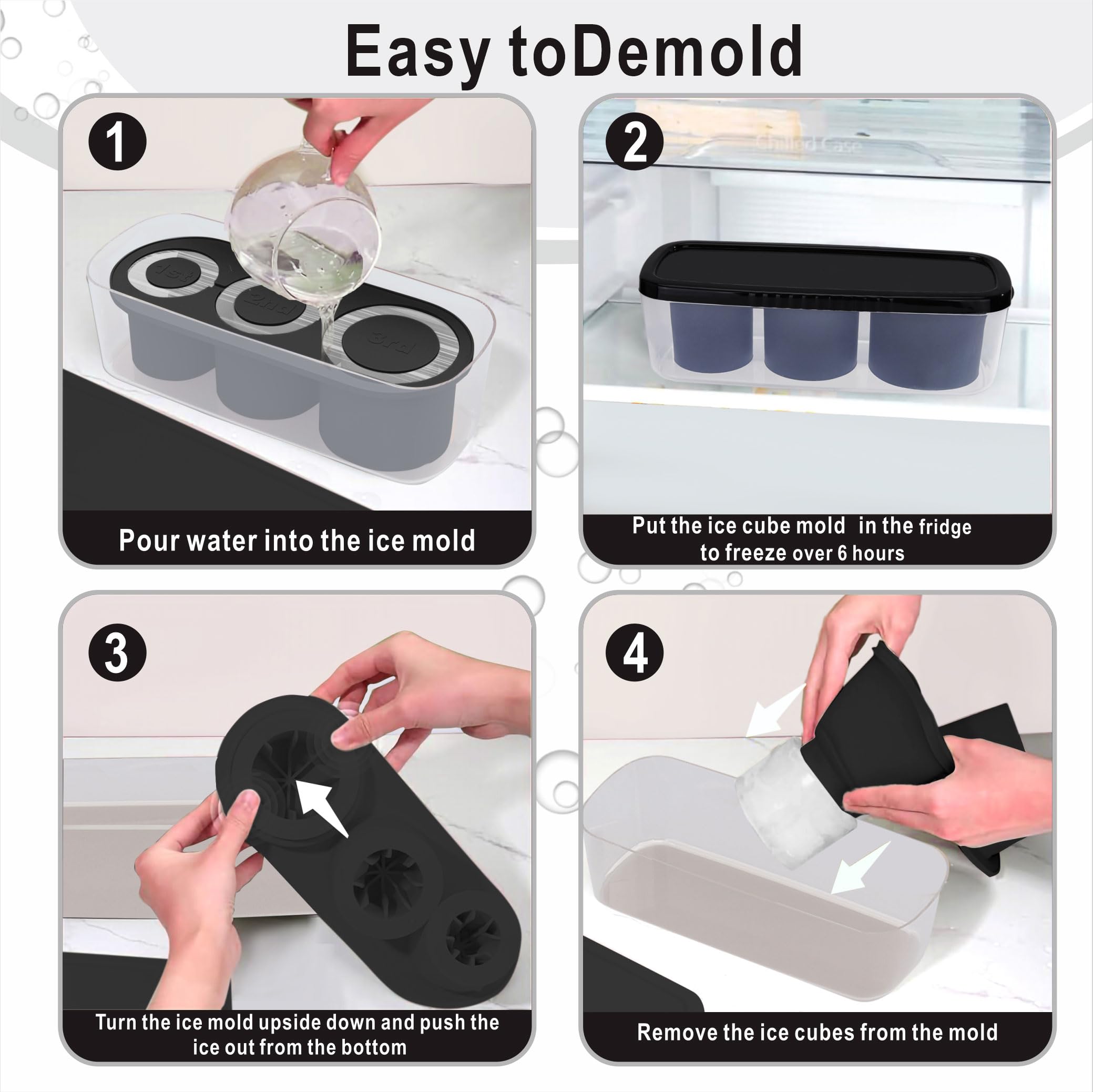 Rhewatin bin con tapa anti-derrame para bandeja de hielo del tumbler.