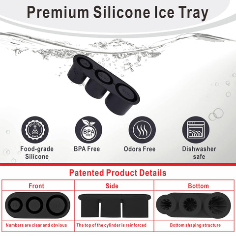 Rhewatin cubos hielo cilindricos huecos proporcionan enfriamiento prolongado en tumblers de 30–40 onzas.