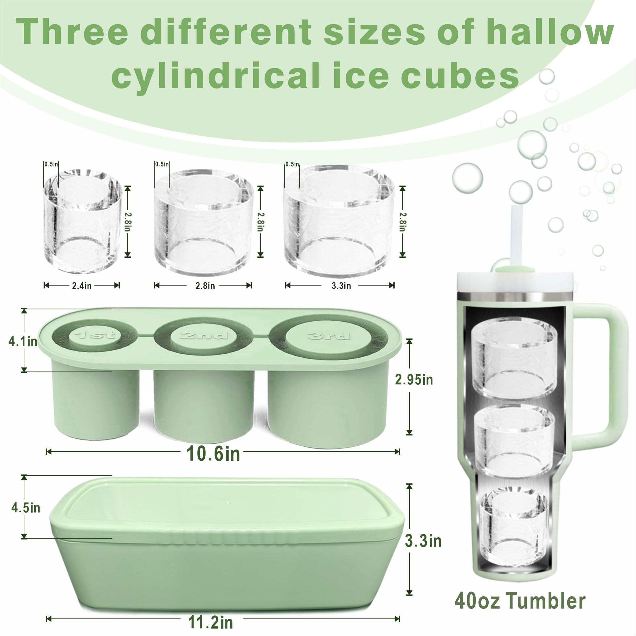 Rhewatin cubos huecos para tumbler 40oz, enfriamiento prolongado de la bebida.