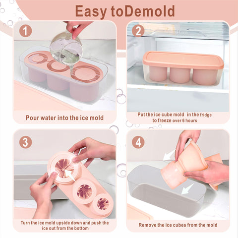 Molde de silicona BPA-free de Rhewatin para hielo, fácil de usar.
