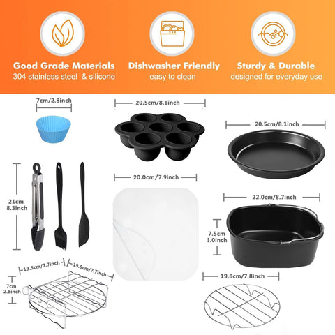 RHM molde pizza para freidora de aire, recetas rápidas y crujientes.