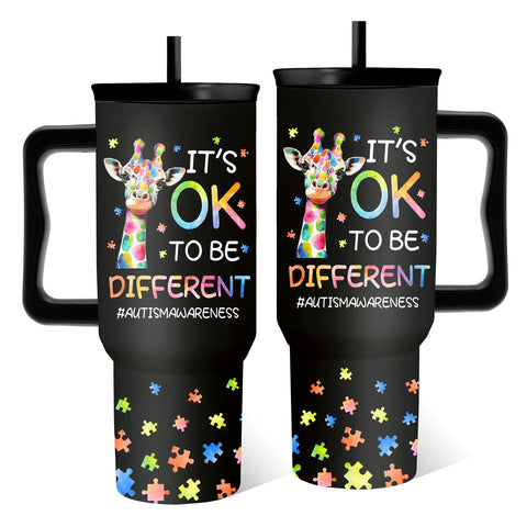 RHONGE tumbler 40oz con diseño jirafa y tapa, ideal para hidratación diaria.