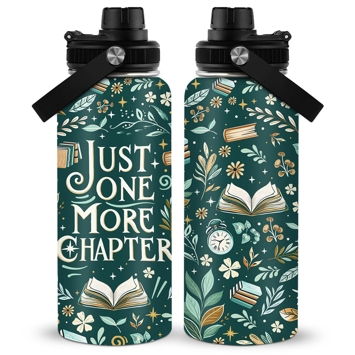 RHONGE Reading Bottle 32 onzas con diseño verde, ideal para hidratación diaria.