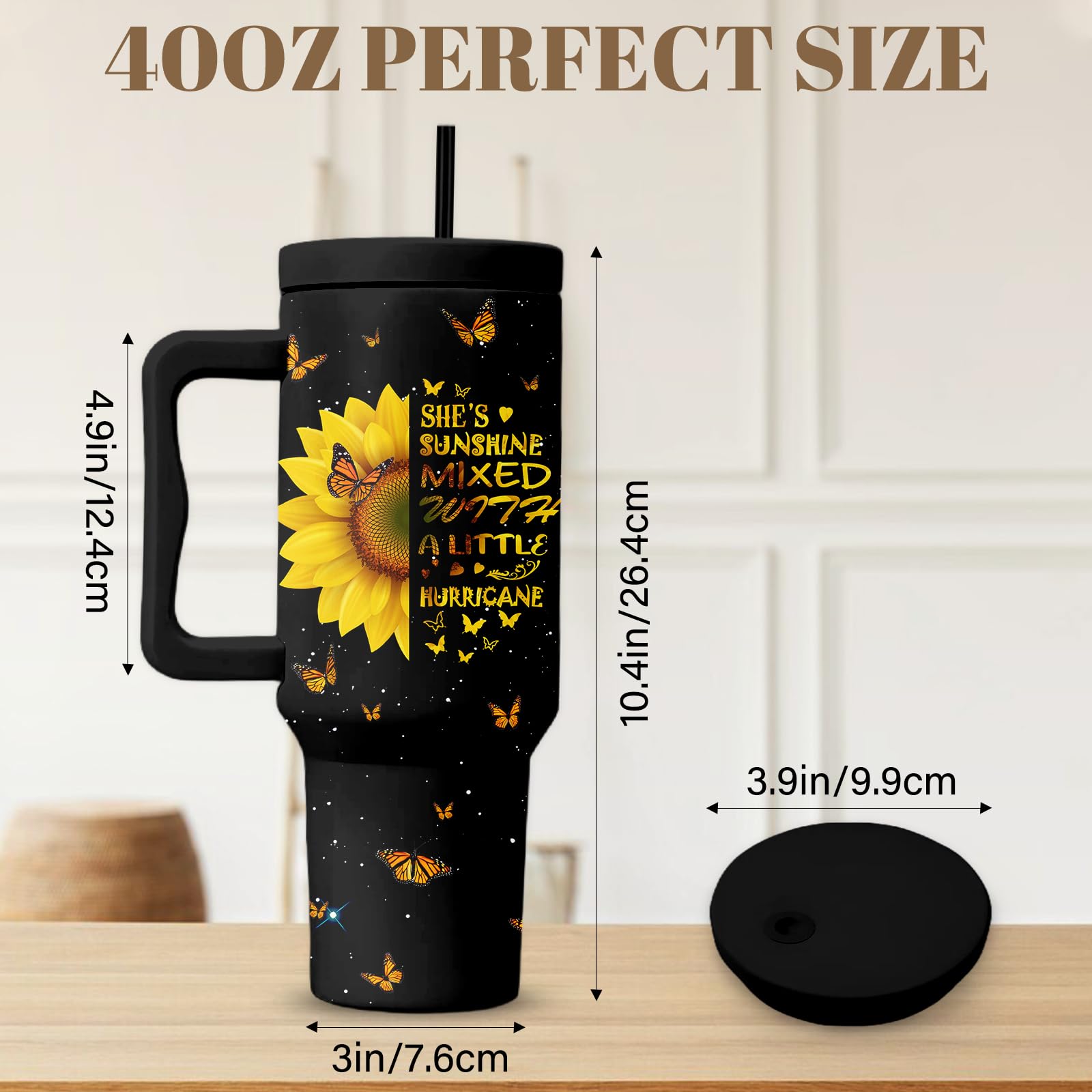RHONGE regalo para amigas, vaso girasol 40oz, ideal para celebrar.