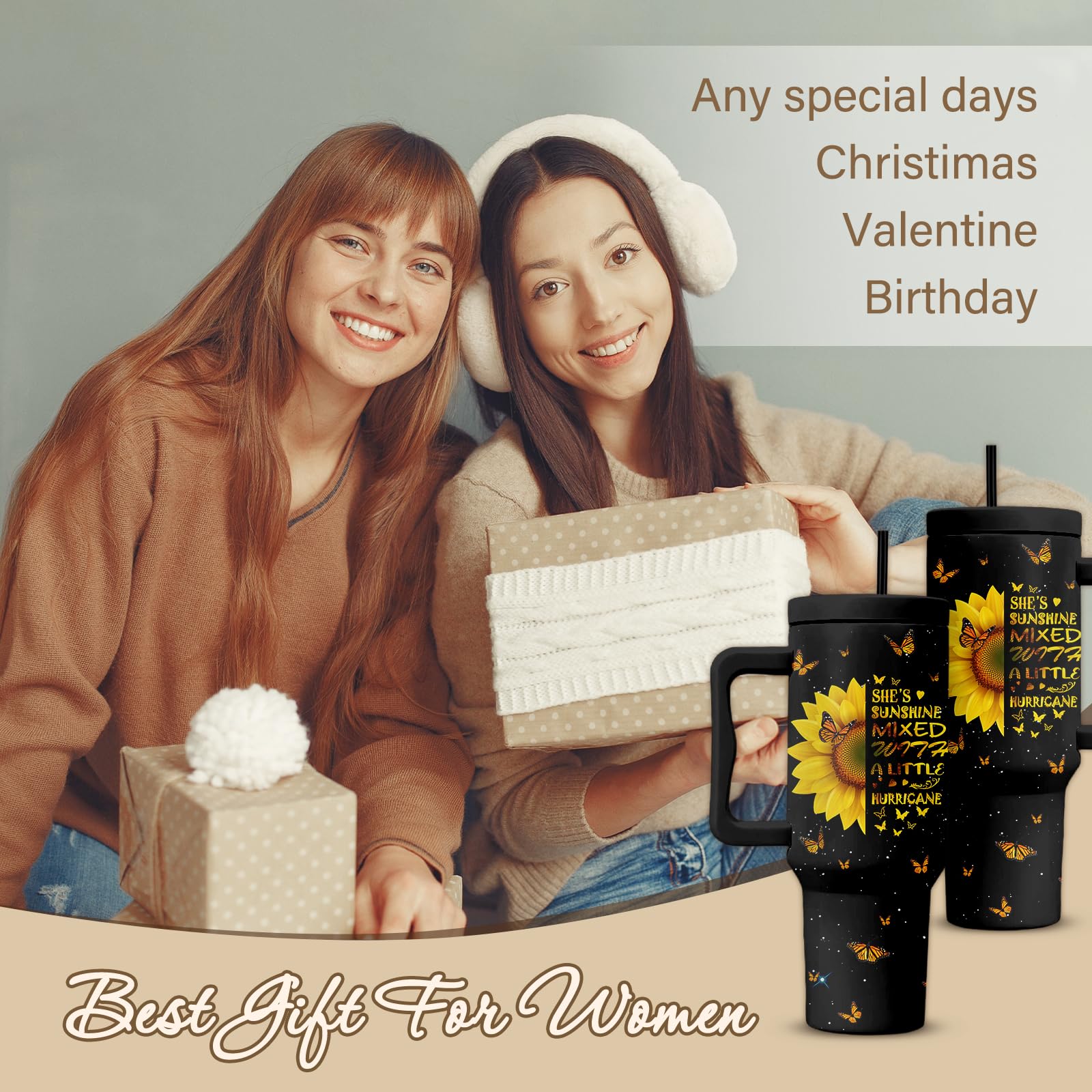 RHONGE regalo para amigas y familiares, vaso girasol 40oz.
