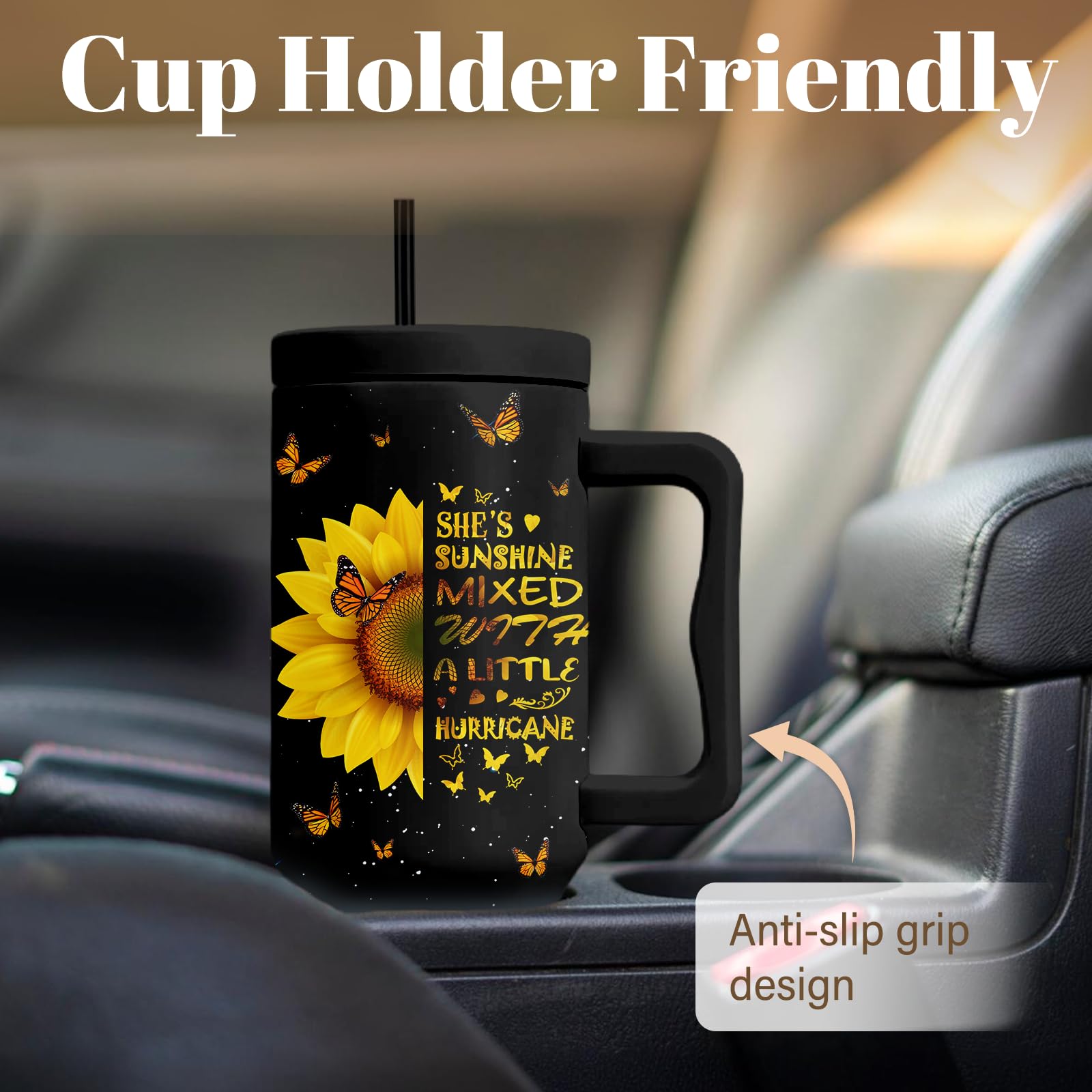 RHONGE vaso inoxidable girasol para uso diario, duradero y fácil de limpiar.