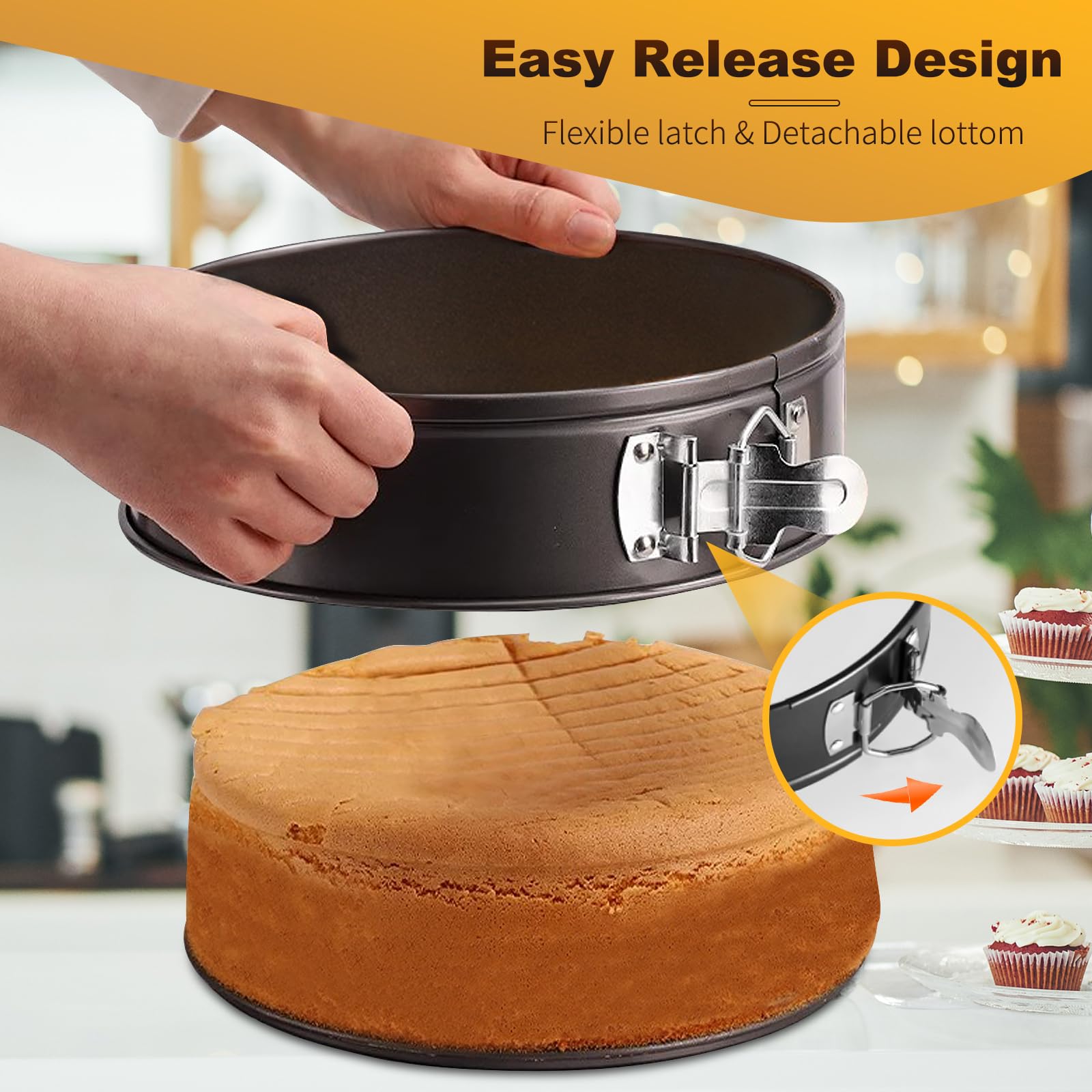 RHQQ molde tarta desmontable de 8 pulgadas ideal para bizcochos de tamaño medio.