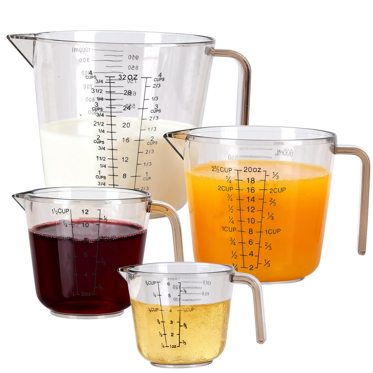 RHUISHU tazas medidoras 150 ml con mango ergonómico para verter con precisión.