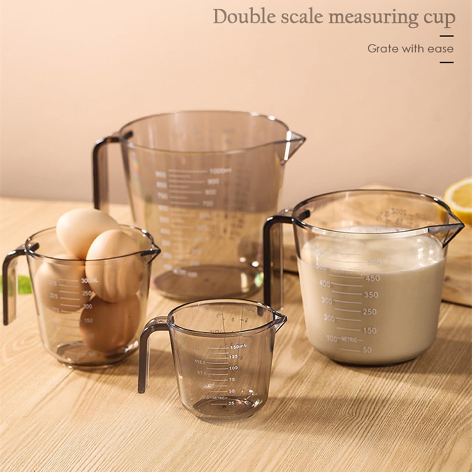 RHUISHU tazas medidoras 300 ml con mango ergonómico para verter con precisión.