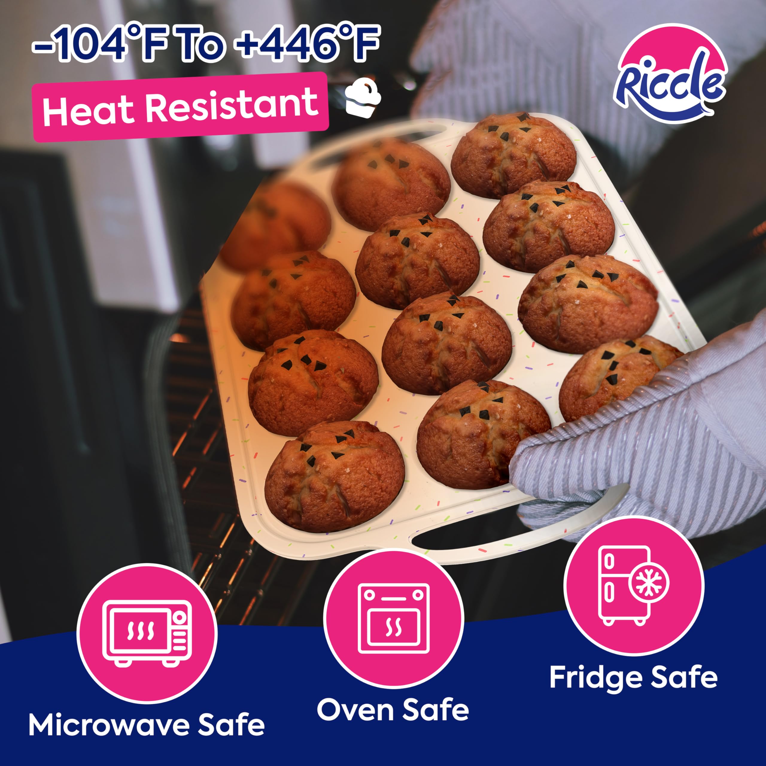 RICCLE moldes silicona muffins quesos avena horneado