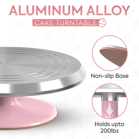 Riccle rotador de pasteles 360 grados rosa permite acceso total para cubrir bordes