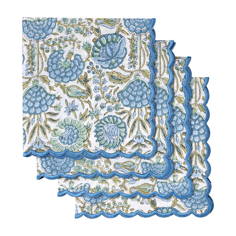 Servilletas Ridhi de mesa verde espárrago 18x18 con bordado, ideales para cena formal.