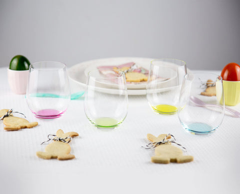 Riedel O Happy Verde: copa sin tallo con base verde para bebidas claras