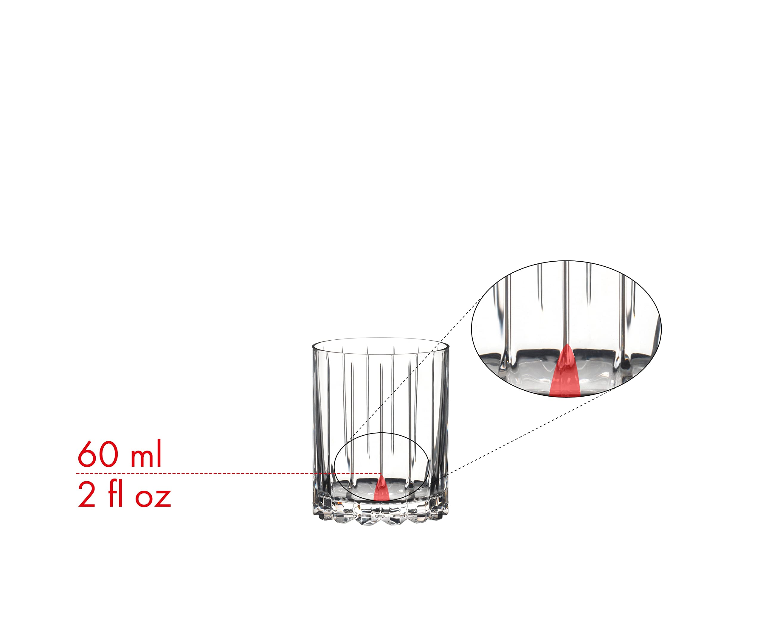 Riedel Double Rocks, vaso de cristal claro que realza la claridad y elegancia.