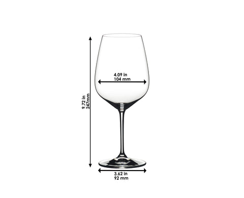 Riedel Extreme Cabernet, vaso con capacidad de 833 ml, ideal para maridar con platos robustos.