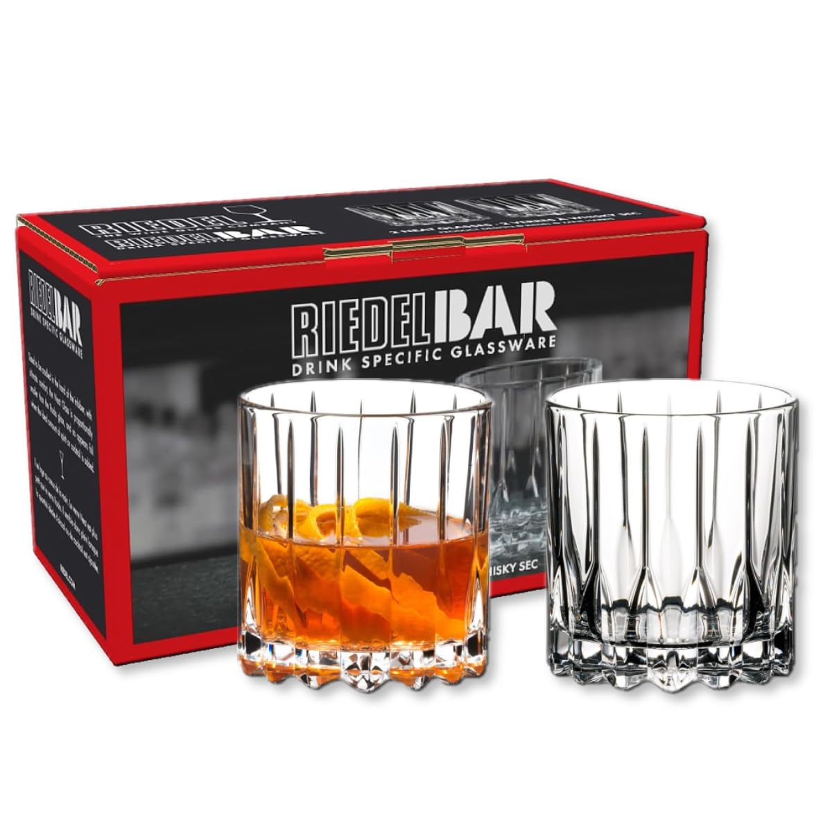 Vaso limpio de Riedel con agarre ergonómico para servir licores.