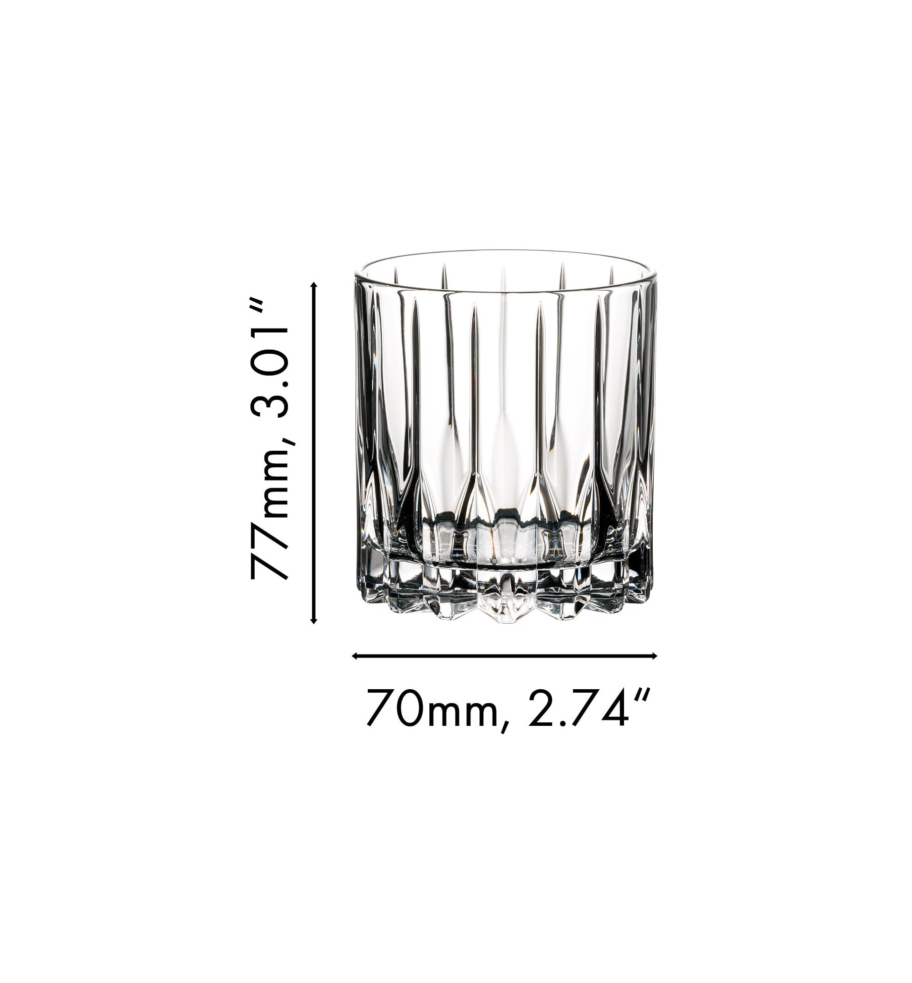 Vaso limpio compacto de Riedel para porciones precisas.