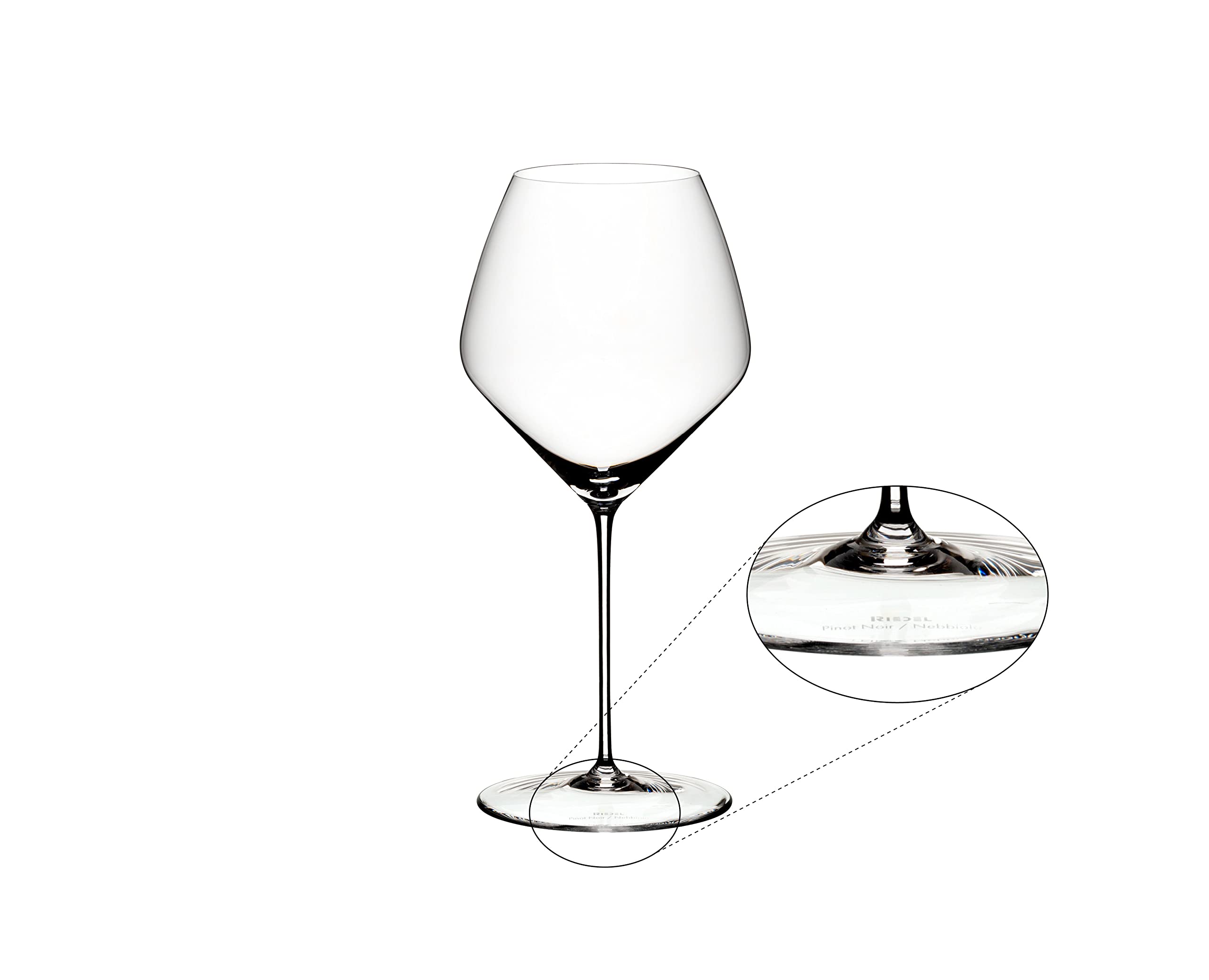Riedel Veloce con tallo delgado, diseño ergonómico.