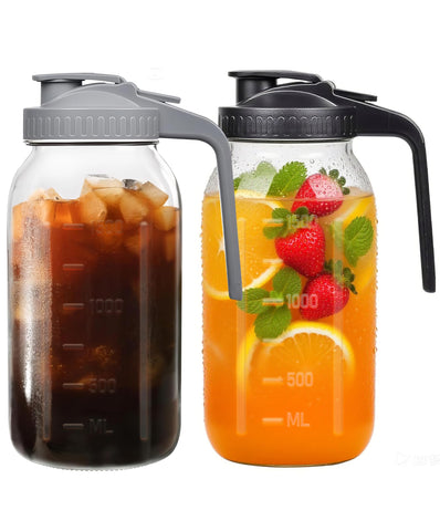 Rightled jarra de vidrio 64oz con tapa hermética para servir bebidas frías