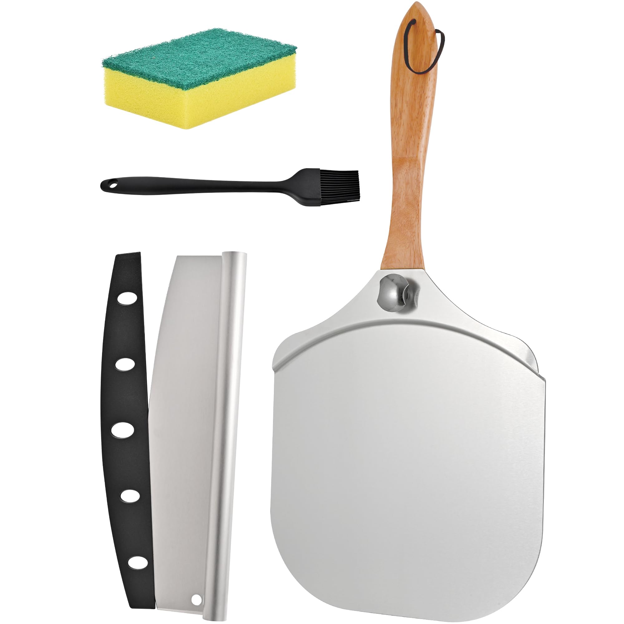 Rightwell pala de pizza de aluminio, 12 pulgadas, para mover pizzas con seguridad.