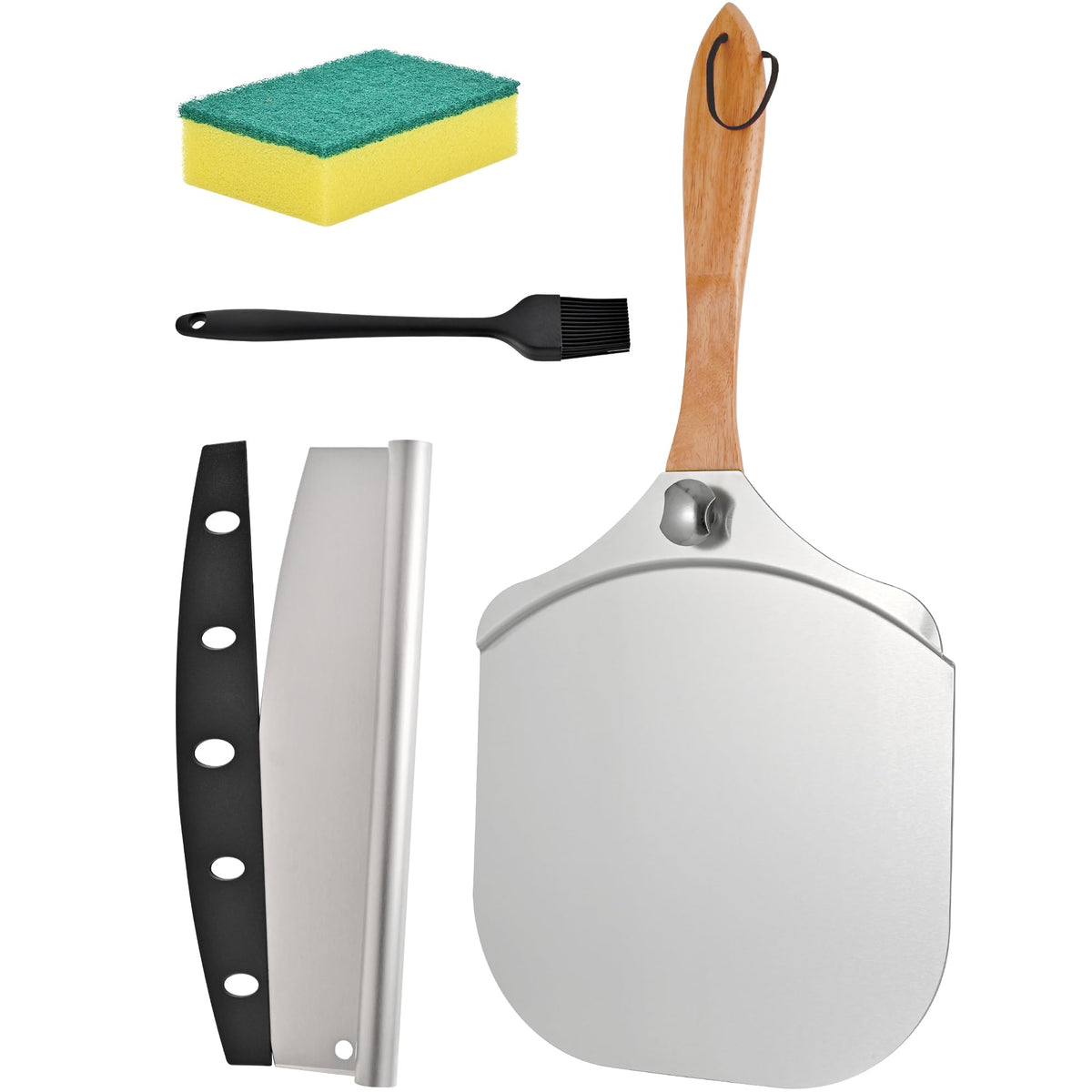 Rightwell pala de pizza de aluminio, 12 pulgadas, para mover pizzas con seguridad.