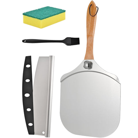 Rightwell pala de pizza de aluminio, 12 pulgadas, para mover pizzas con seguridad.