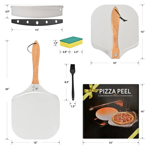 Rightwell pala de pizza con mango de madera plegable para agarre cómodo.