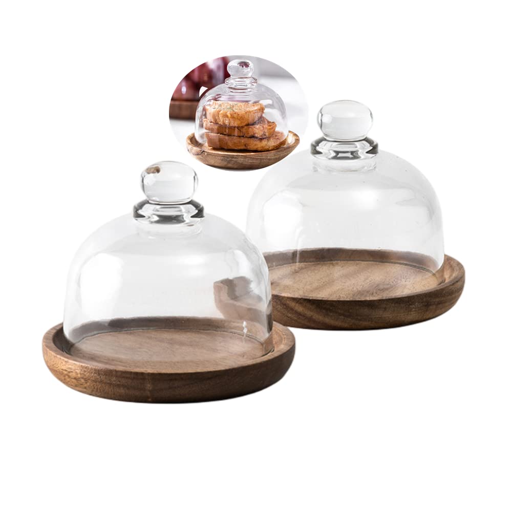 Rikyo: soporte mini tarta con base de madera y domo para presentar porciones.