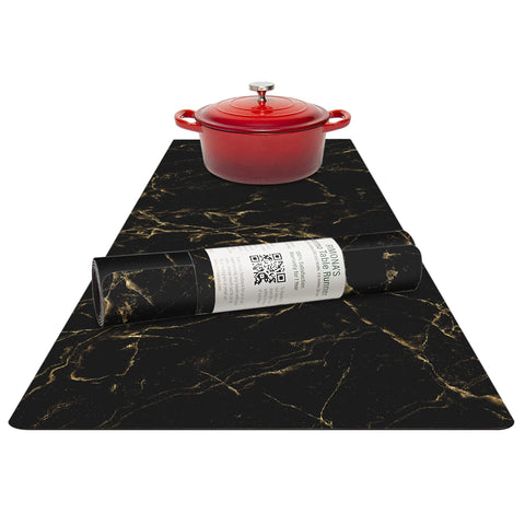 RIMONA'S mantel-resistente-al-calor 350f negro-dorado mármol protege mesas