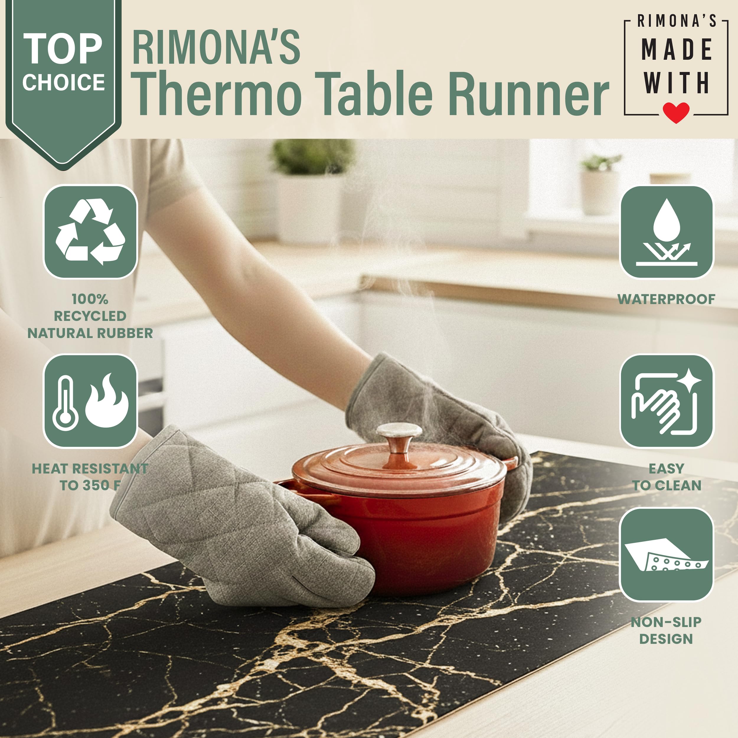 RIMONA'S caucho-natural reciclado, material duradero y anti-deslizante