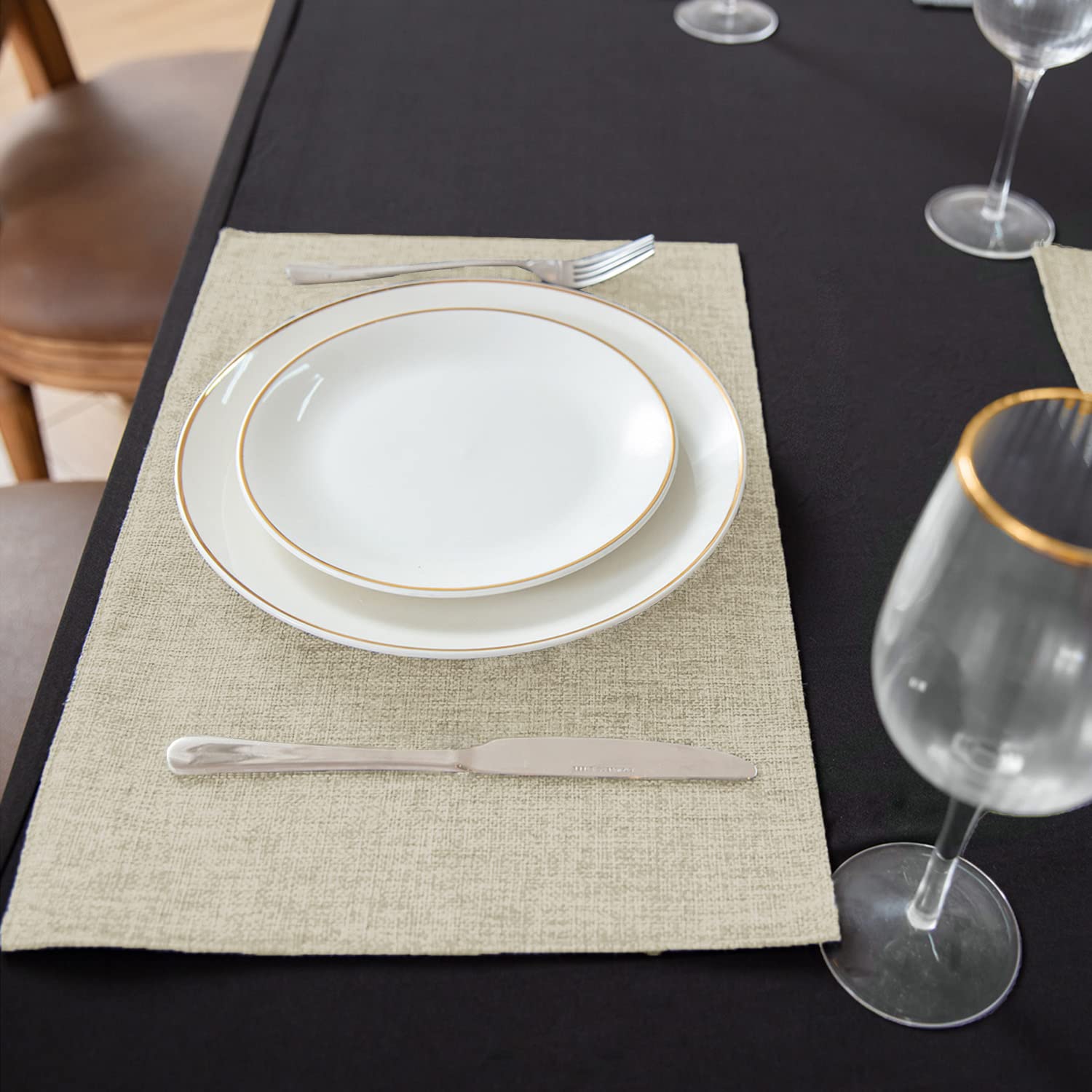 Rinpon salvamanteles con textura de lino realzan la mesa