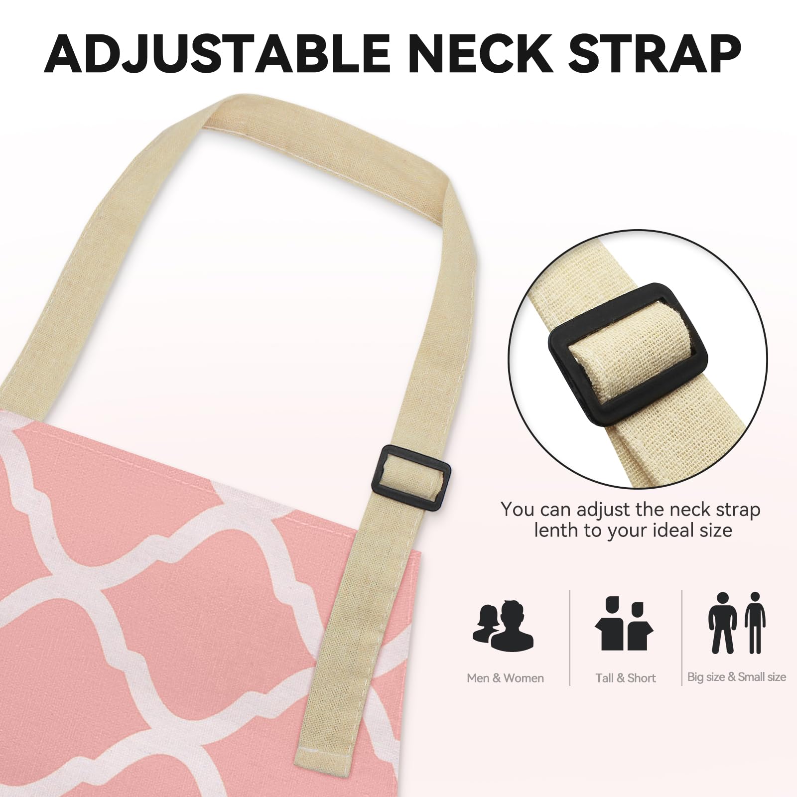 Delantal Riqiaqia con ajuste de cuello para mayor comodidad.