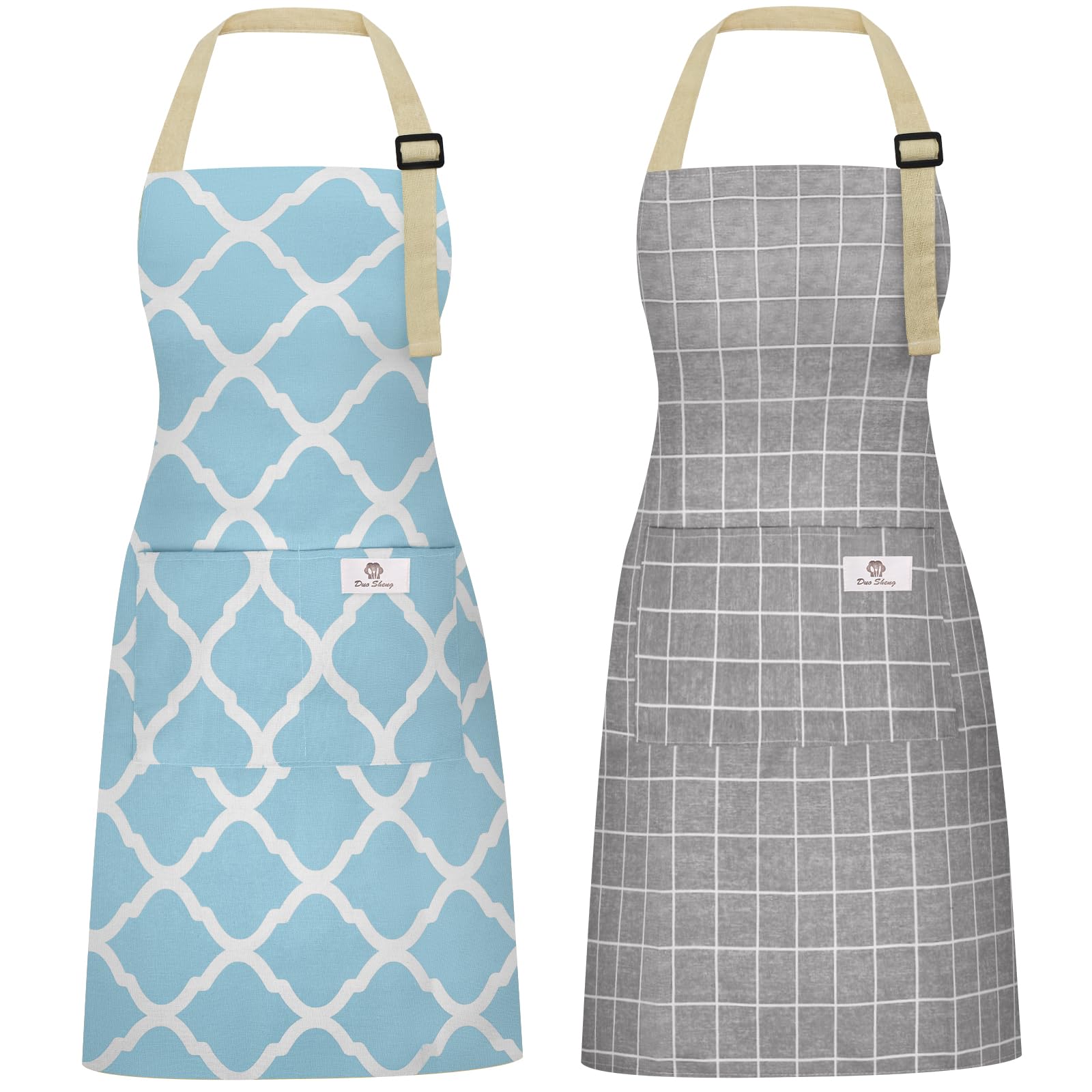 Delantal Riqiaqia con bolsillos para mujer en Gris, práctico para utensilios.