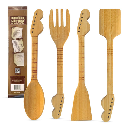 Rise8 Studios: utensilios de cocina en caja regalo con temática de guitarra.