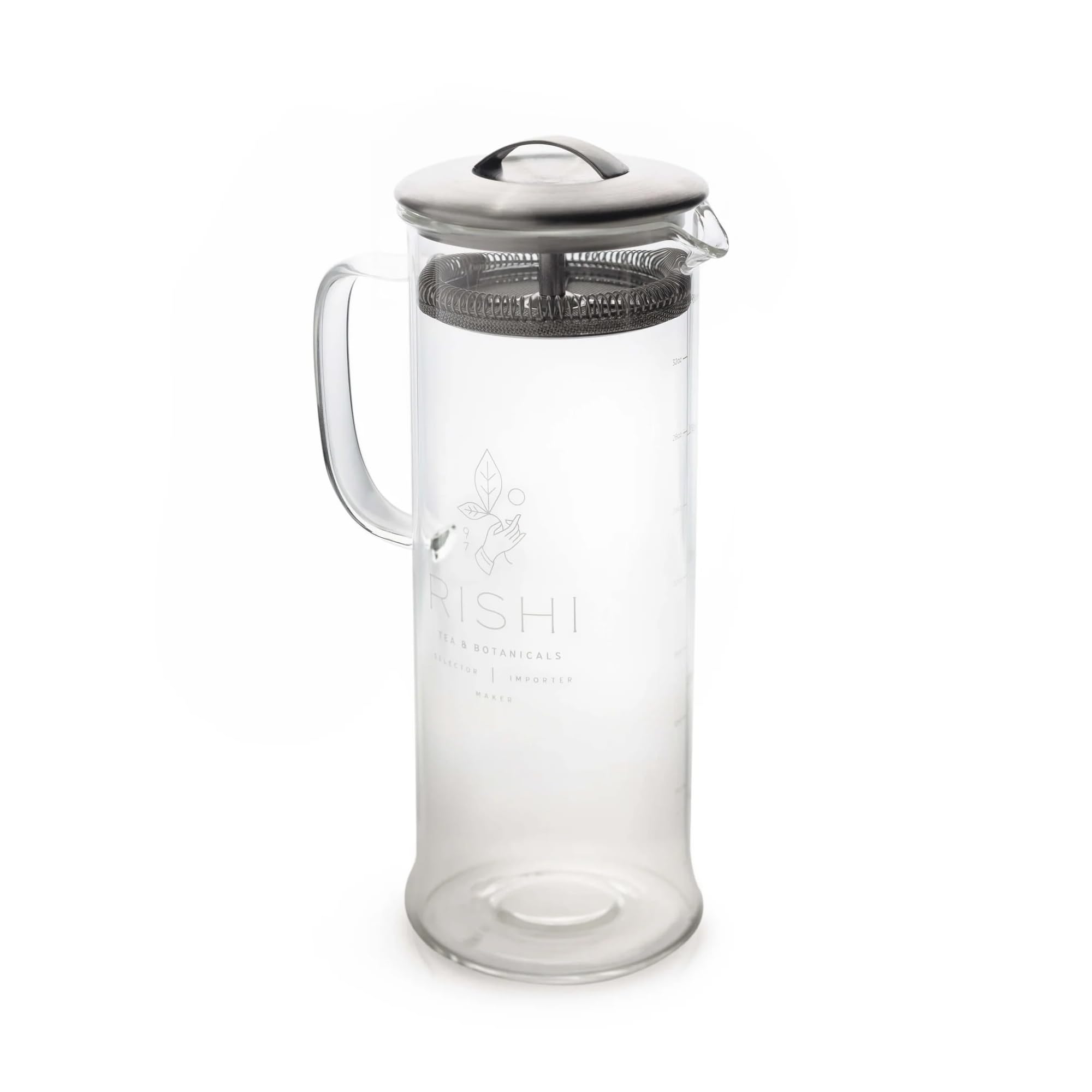 Rishi tetera de cristal 1000 ml muestra la infusión en tiempo real