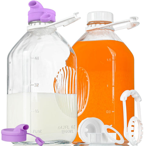 Ritayedet: botella de leche de vidrio con boquilla de silicona para vertidos controlados.