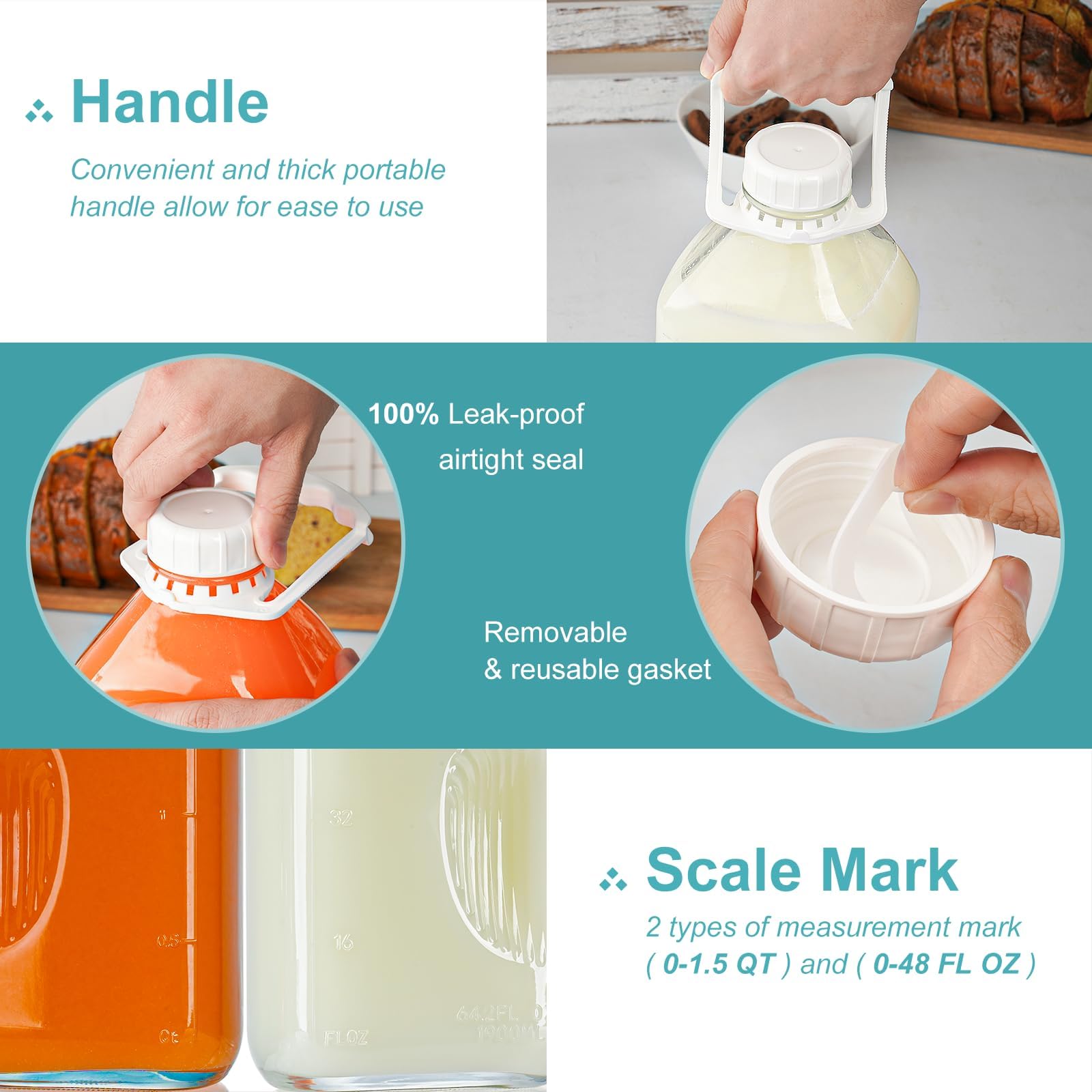 Ritayedet botella de vidrio para usos múltiples: agua leche y zumos