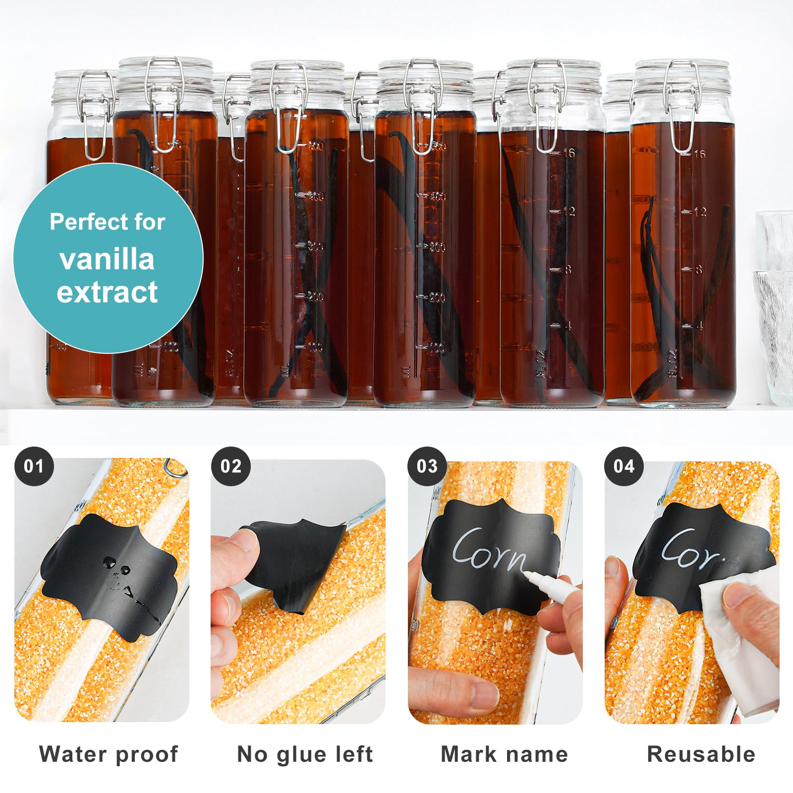 Ritayedet frascos vidrio 600 ml boca ancha ideales para vainilla o especias