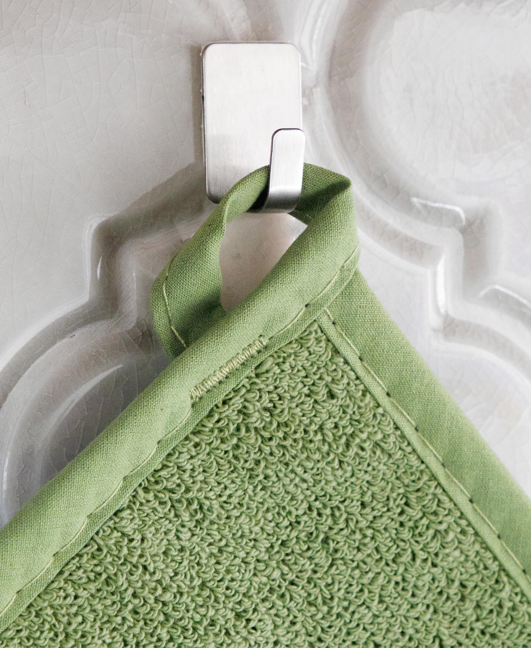 RITZ manopla para ollas, detalle de costuras, textura suave y resistente.