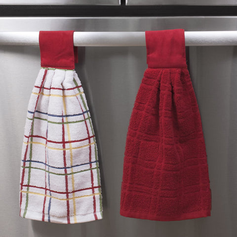 toalla Ritz de cocina con lazo a cuadros rojos, práctica para secar superficies y manos