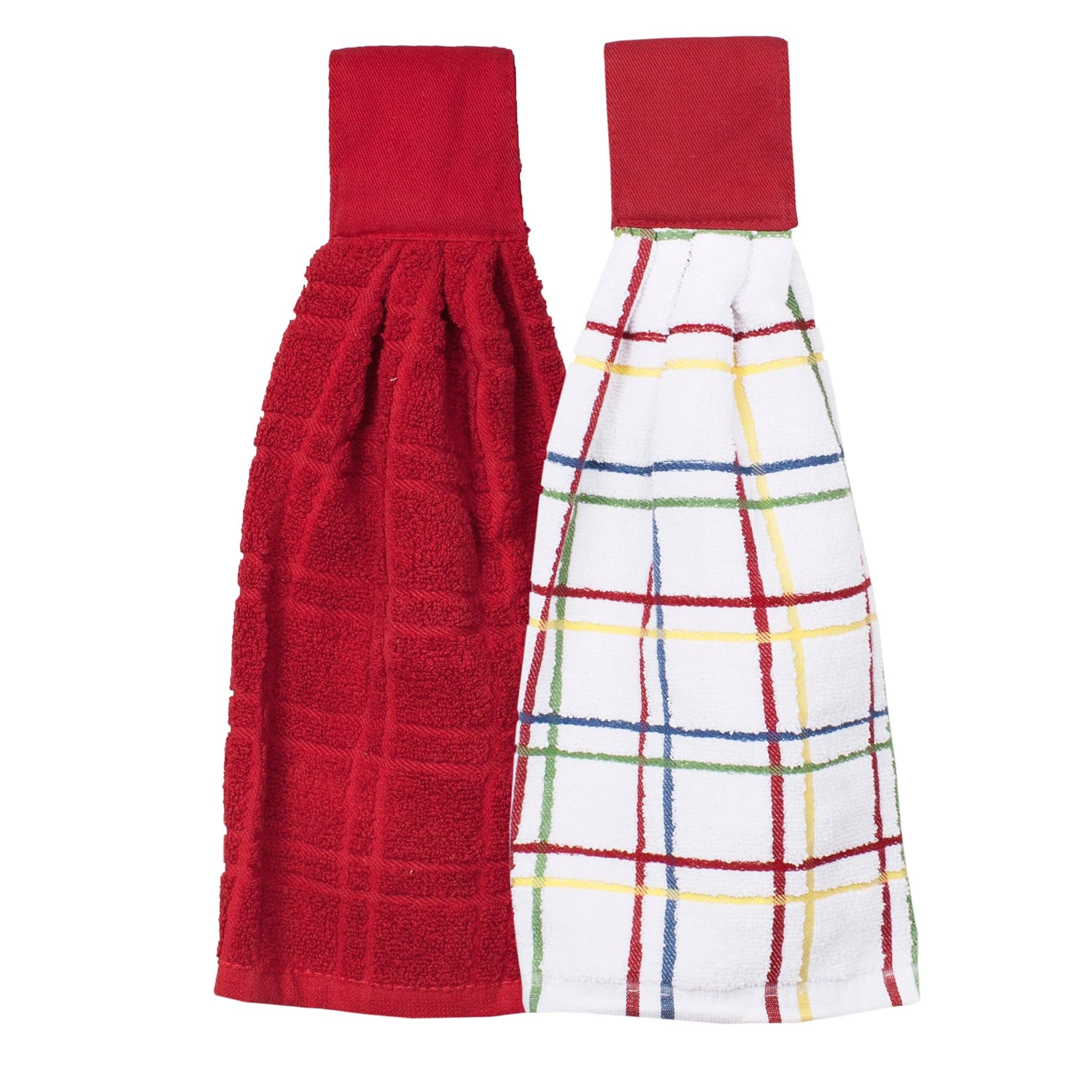 toalla Ritz de cocina con lazo sólida roja, absorbente y suave para secar manos rápidamente