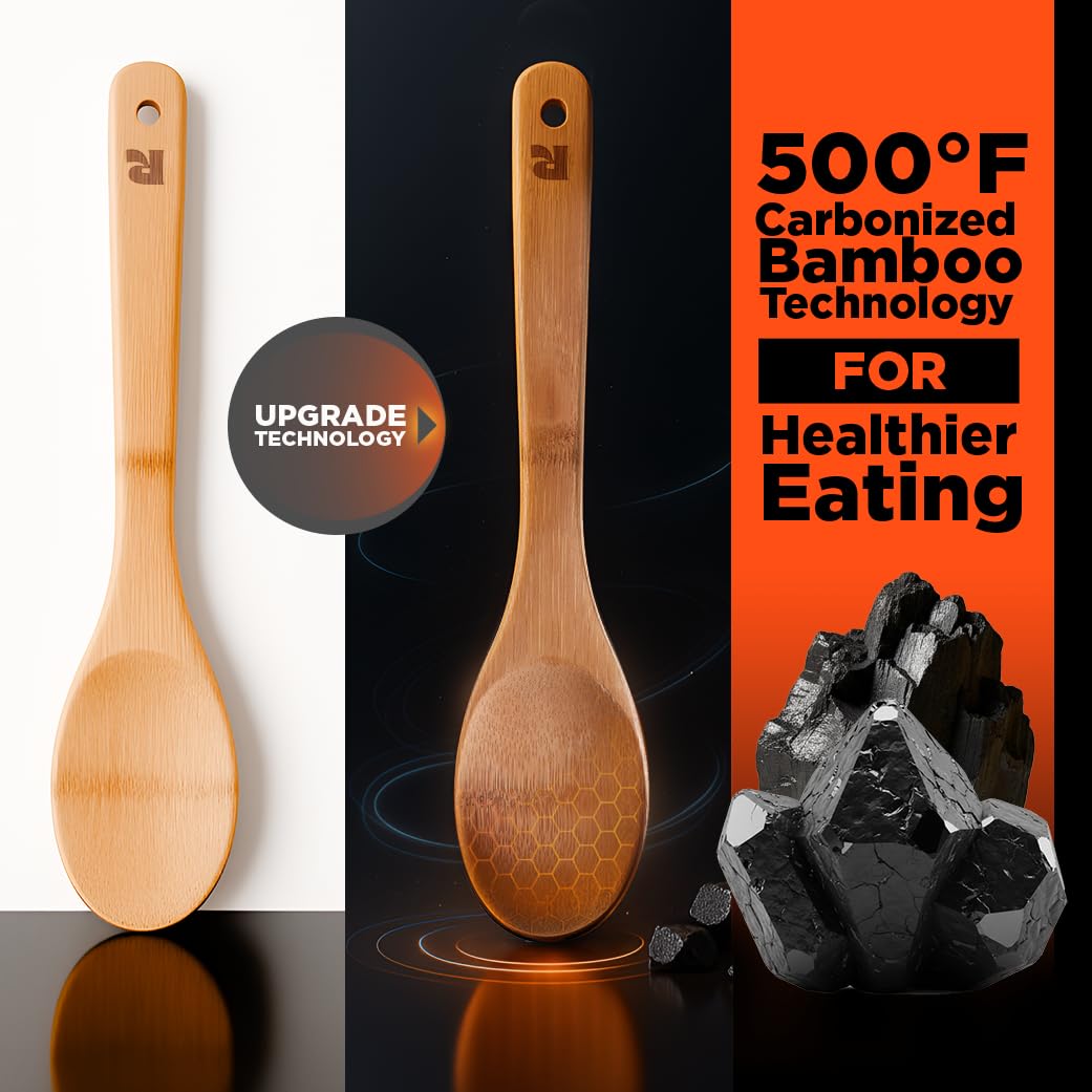 Riveira juego de 6 cucharas de bambú, regalo perfecto para cocina.